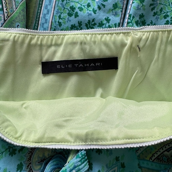 Women's Vintage Elie Tahari Elegant Green Paisley Spring Easter Skirt Size 2 - Picture 4 of 6